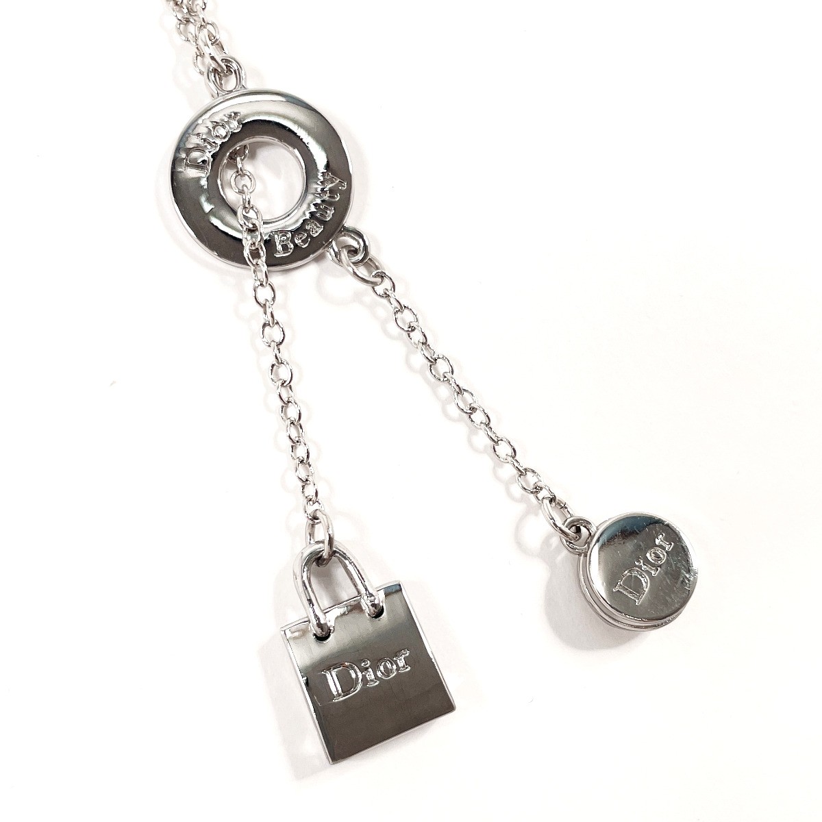 Christian Dior Necklace Lariat Christian Dior Beauty logo metal silver Women