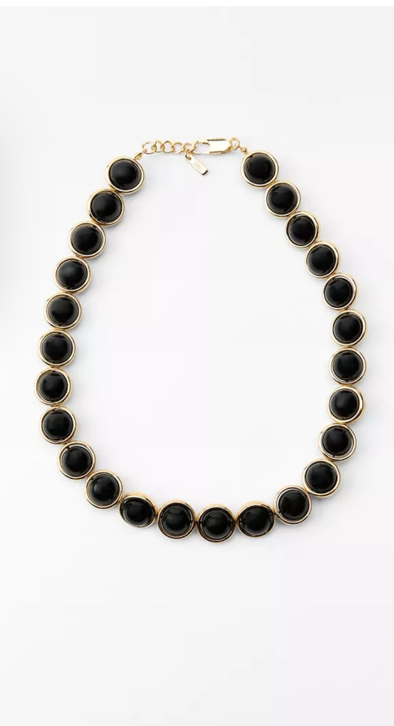 Zara Style Vintage Metal Resin Beads Chain Necklace Statement Necklace