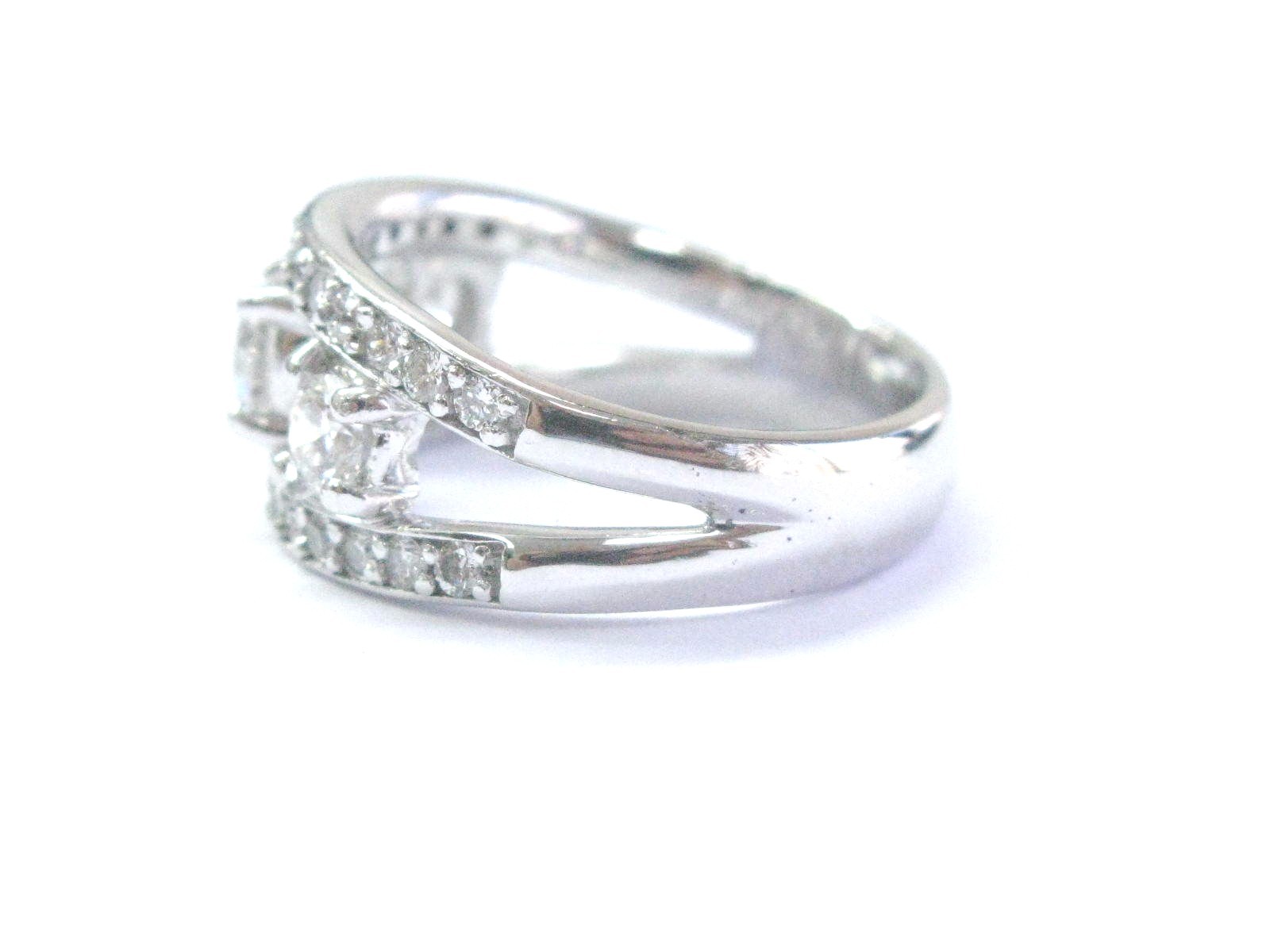 Platinum Round Diamond Three Stone WIDE Band Ring 9.7mm 1.19Ct SIZEABLE