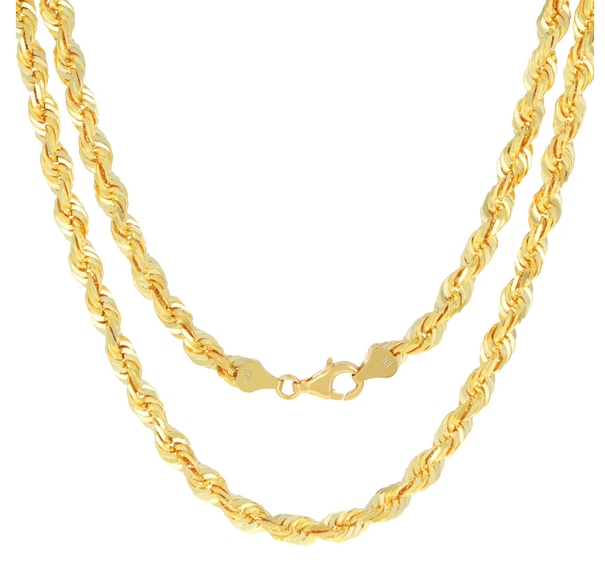 New Real 10K Men’s Yellow Gold Rope Chain 6mm Width 22″ Inc Necklace Diamond Cut