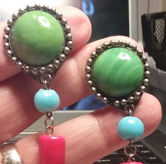 3.25″ Colorful Glass & Stone Clip On Earrings 01-01-2026
