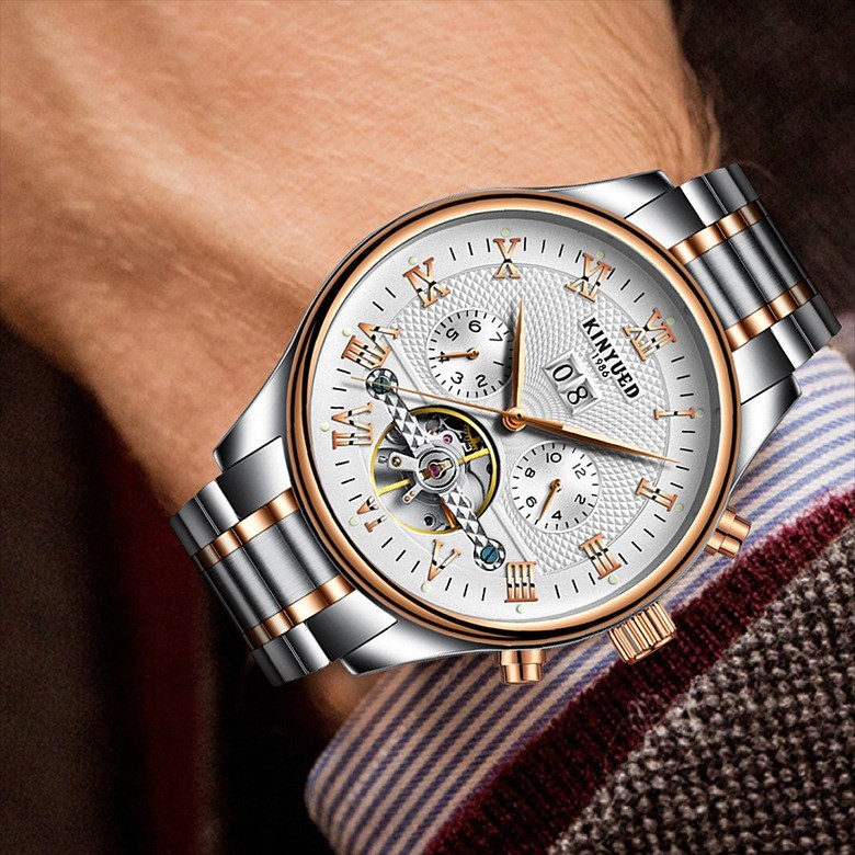 Classic Luxury Men’s Automatic Mechanical Skeleton Watch Tourbillon Dial