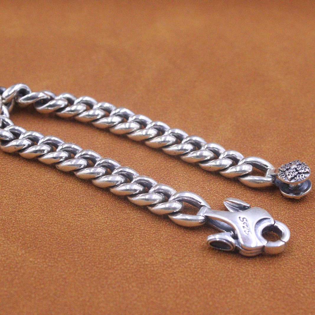 Real 925 Sterling Silver Bracelet Men’s 8.5mm Cuban Curb Link 7.1inch /46-47g