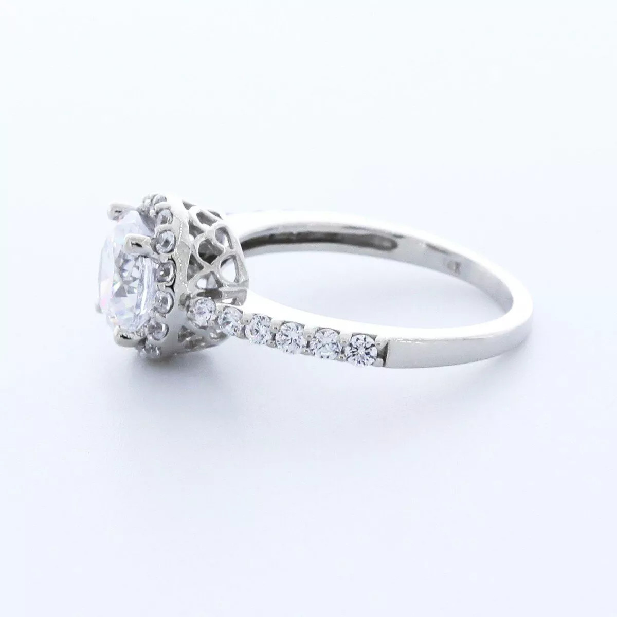 Side Stone Engagement Ring 14K Gold Halo 1.99 CT Round Lab-Grown Diamond F SI1