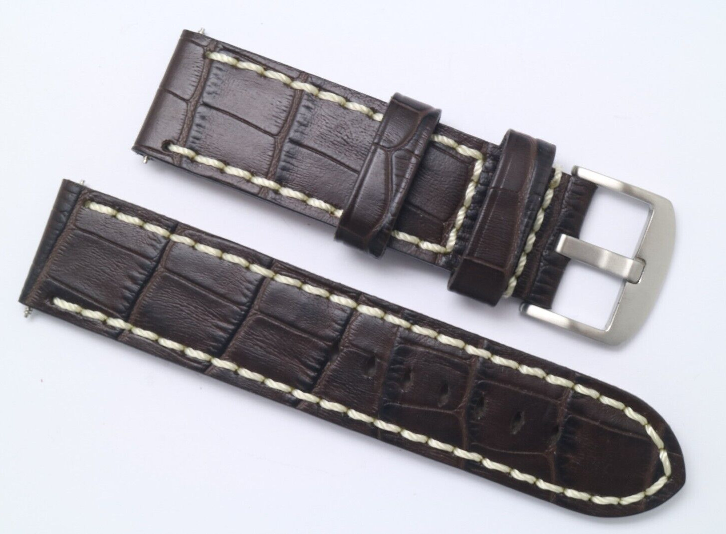 24mm Brown Croco Embossed Leather Replacement Watch Strap – U-Boat 24 & Others