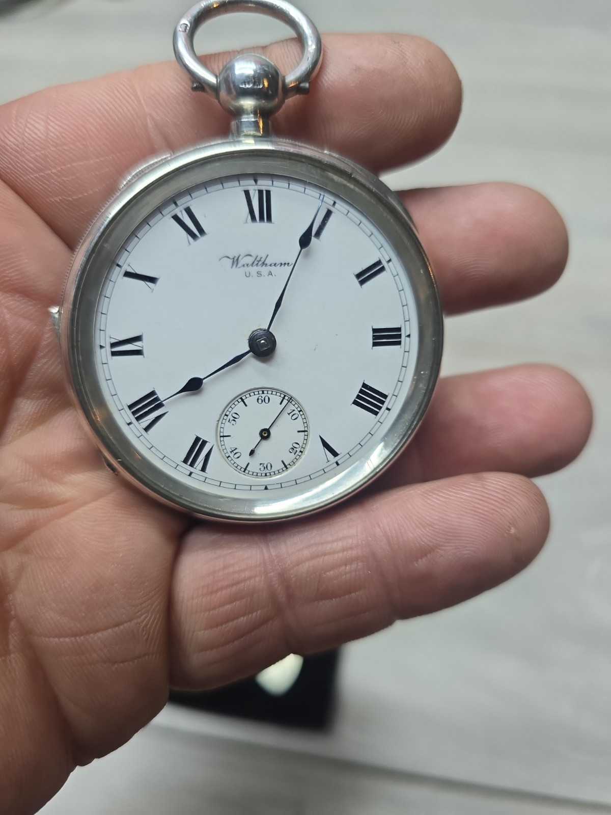 Solid Silver Cased American Waltham USA Traveler Pocket Watch 5cm Working