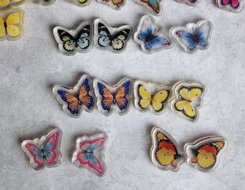 14 Pairs Butterfly earrings Colorful Acrylic Moth fashion Earrings For Women Lot