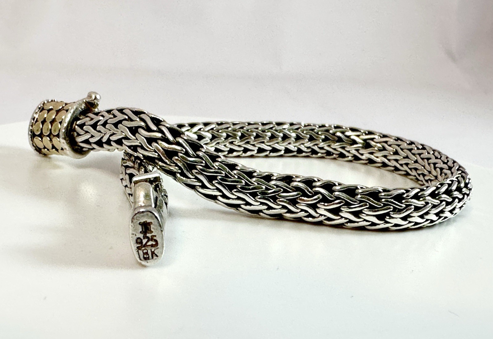 John Hardy Dot Bracelet – 18K Gold and Sterling Silver 7.75”