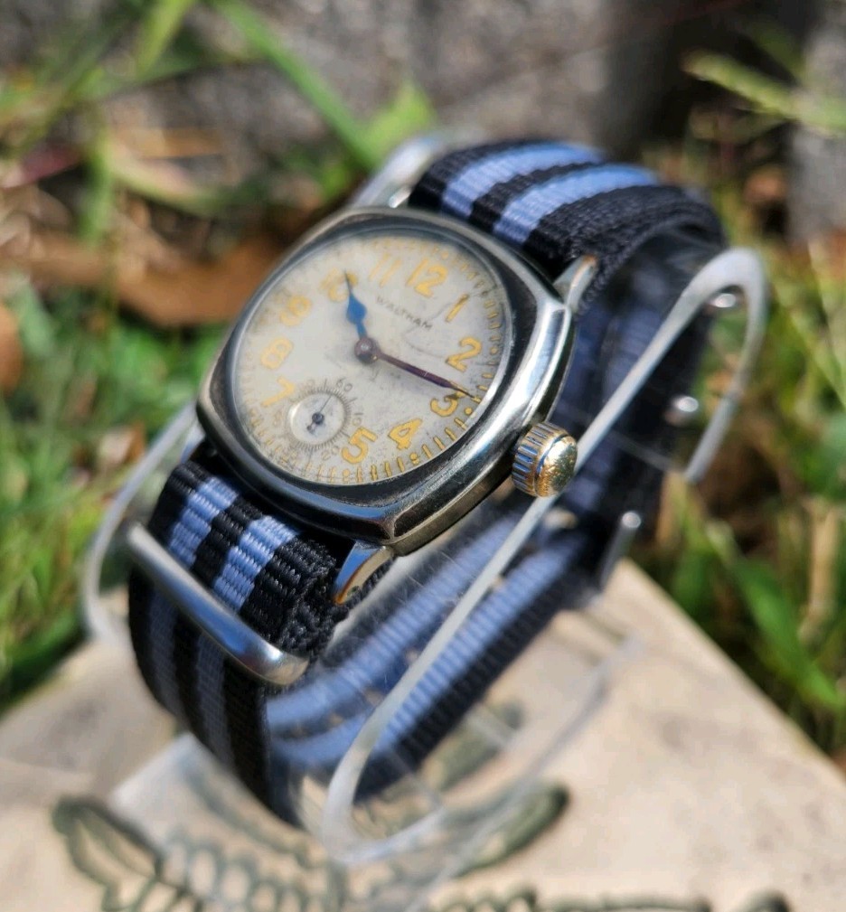 Vtg Waltham 1926 PVD Military Grade 365 Men’s 30mm Watch 15 Jewels NATO Strap!!!