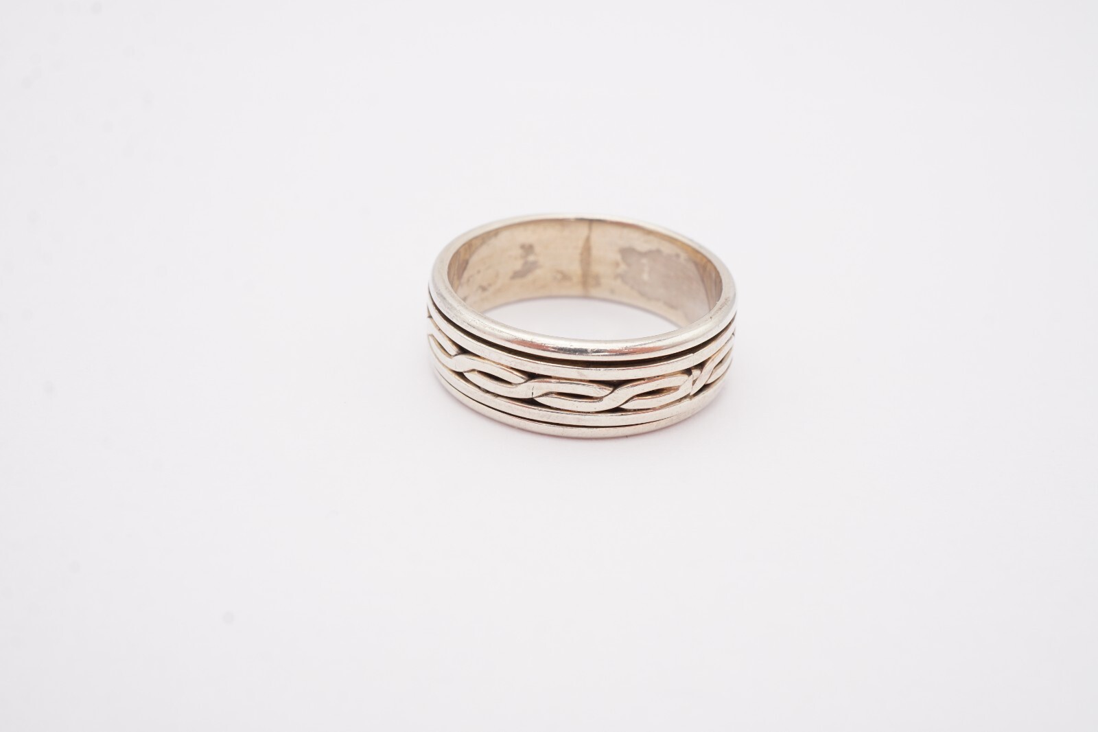 Sterling Silver 925 Barbed Wire Spinner Ring Size 8