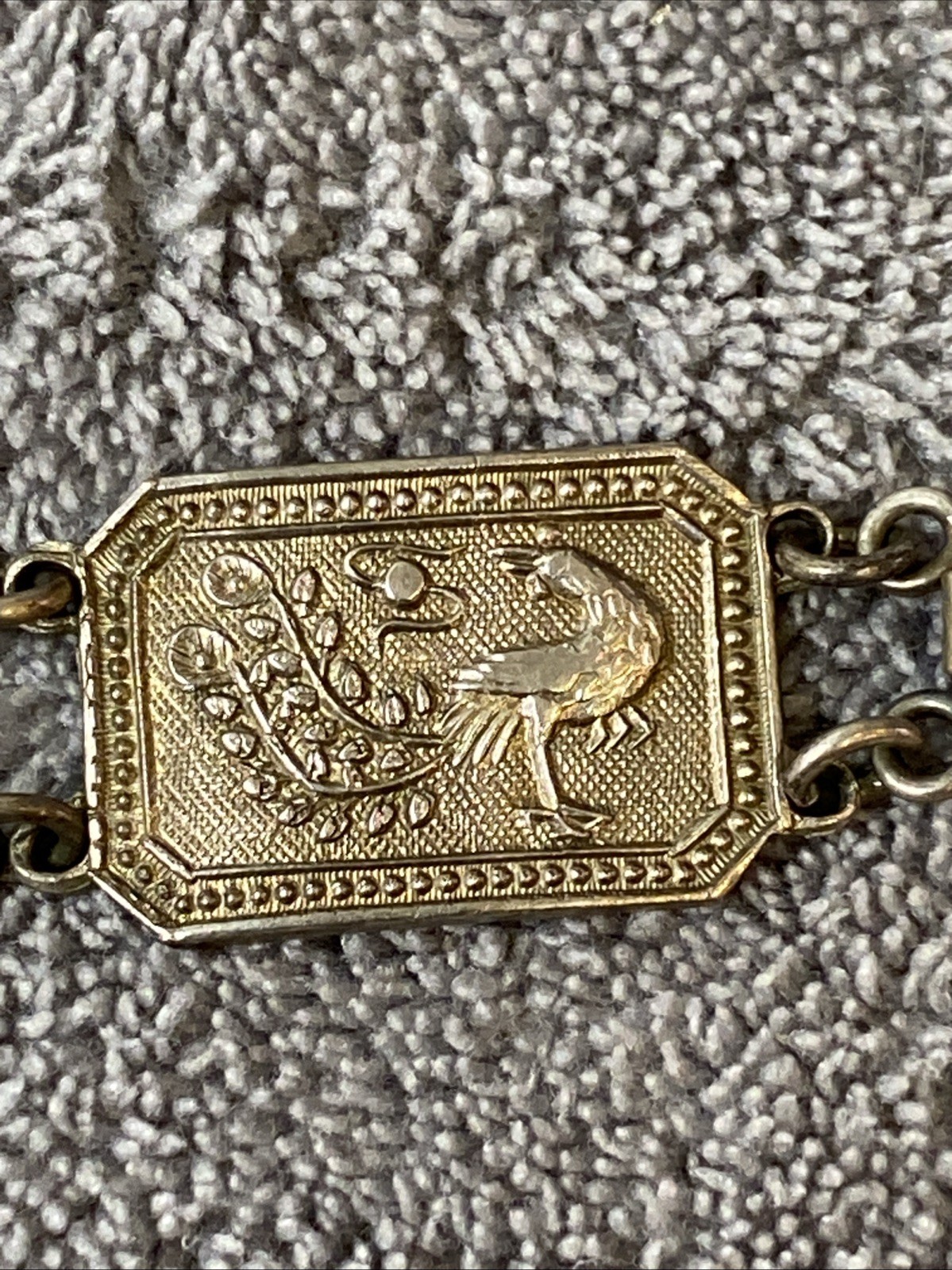 Vintage Chinese Export Silver Motif Panel Link Bracelet