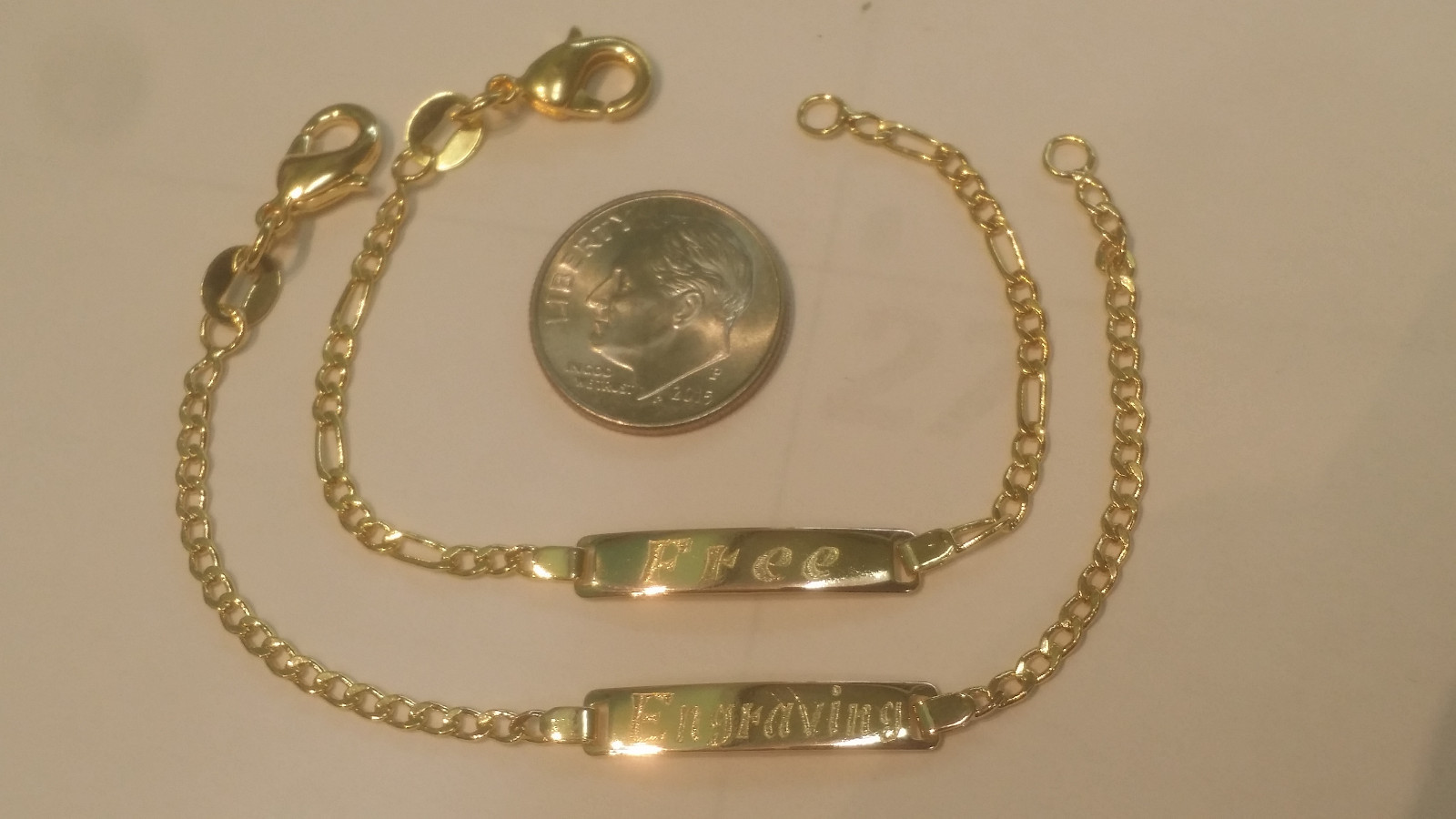 14kt Gold Filled Baby ID Bracelet With Free Engraving 5″ Figaro & Cuban