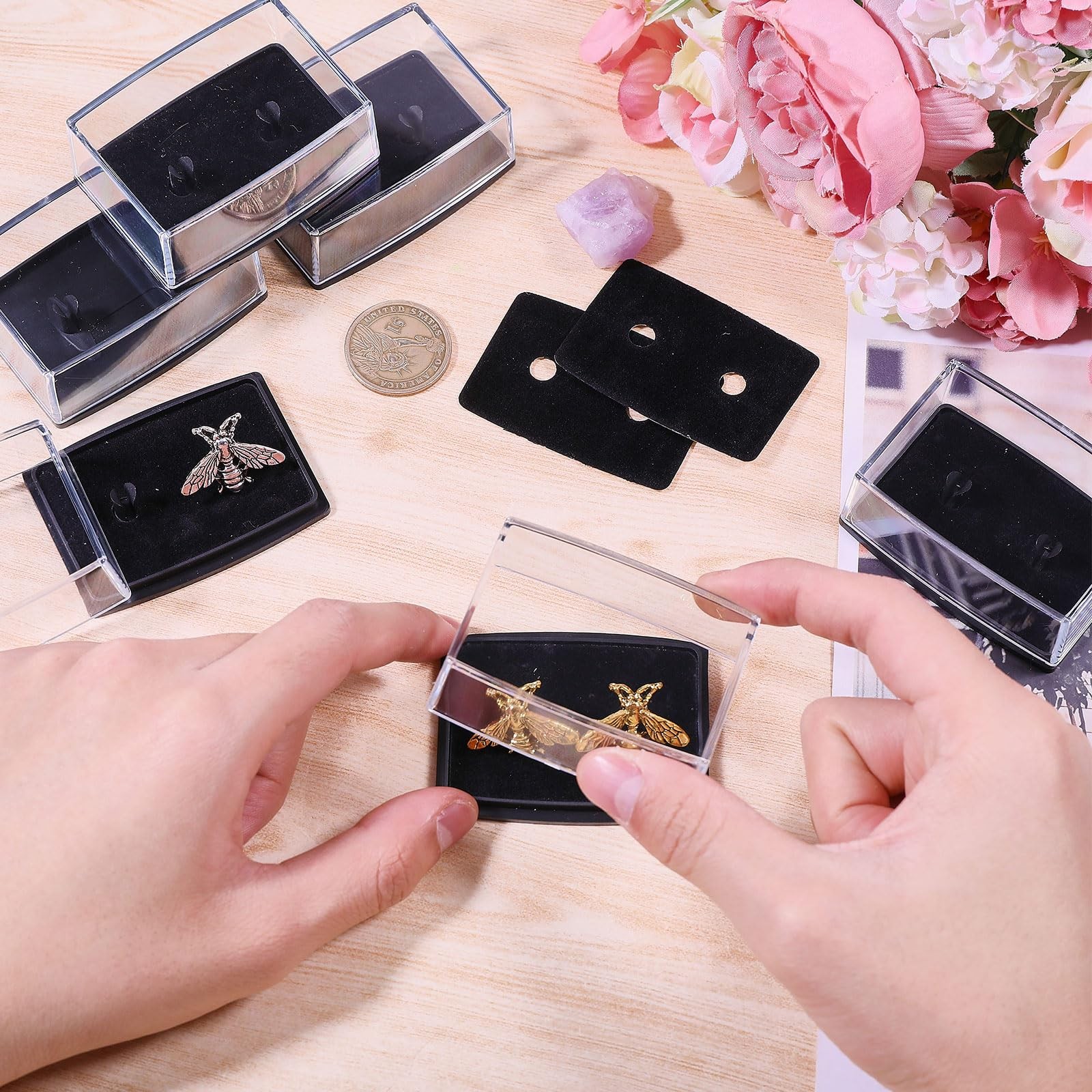 6 Pcs Plastic Cufflinks Box Clear Storage Gift Box Jewelry Display Box Transp…
