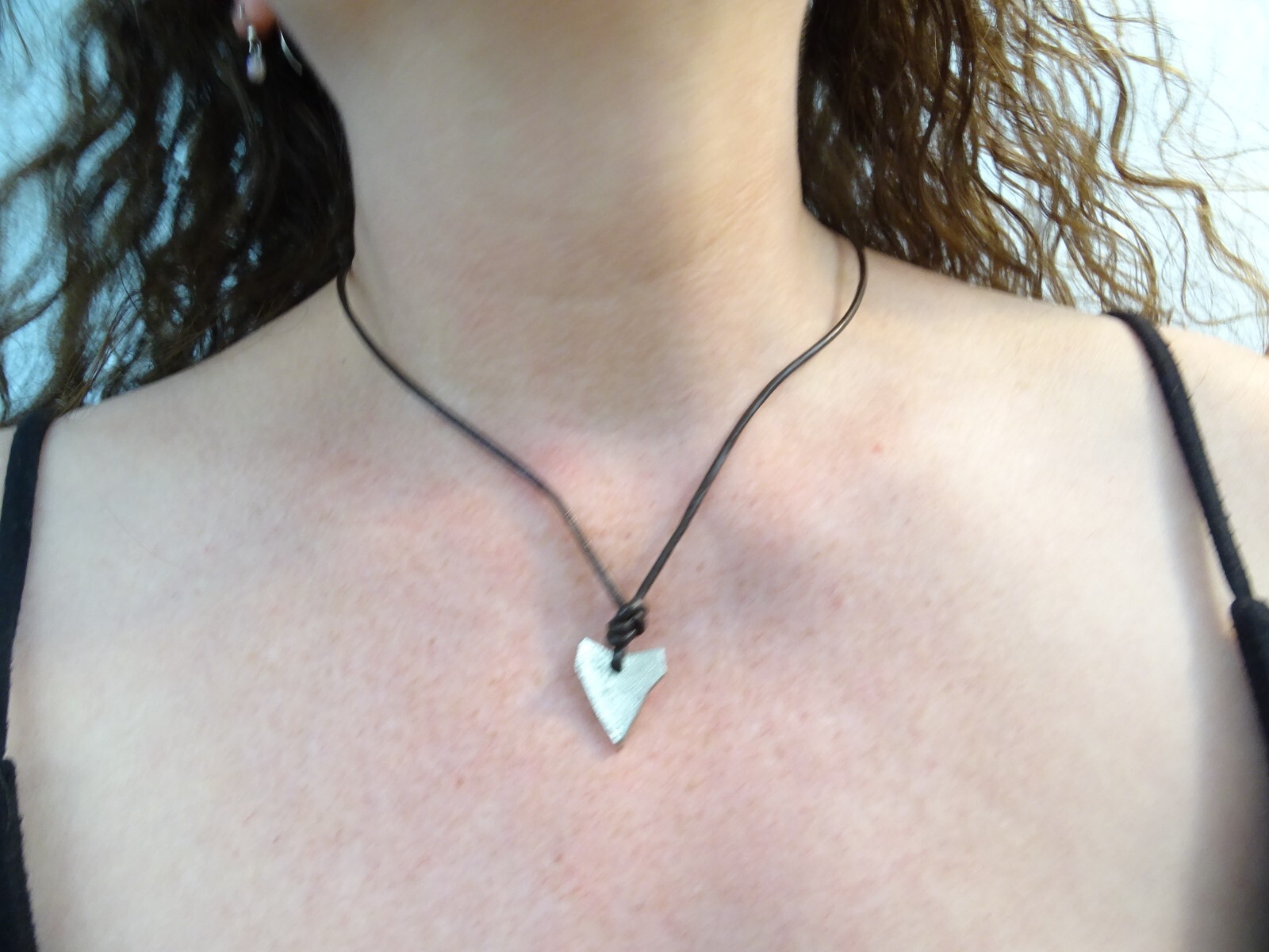 Brand New Metal Shark Tooth Leather Surfer Skater Boho Y2K Unisex 18” Necklace