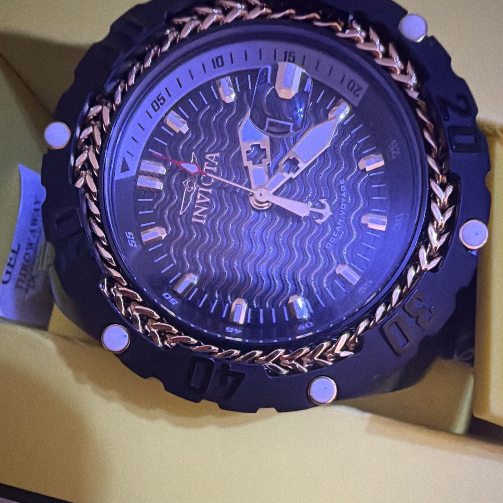 Invicta Ocean Voyage Men’s Quartz Black/Gold Date 100m 52mm+ w/Box Manual