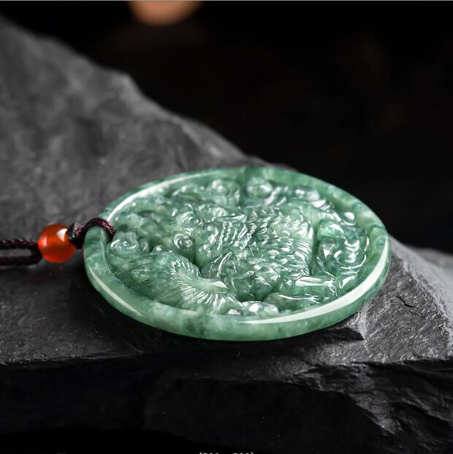 Certified Natural Green Burma Grade A Jade jadeite Carved Kirin Pendant Necklace