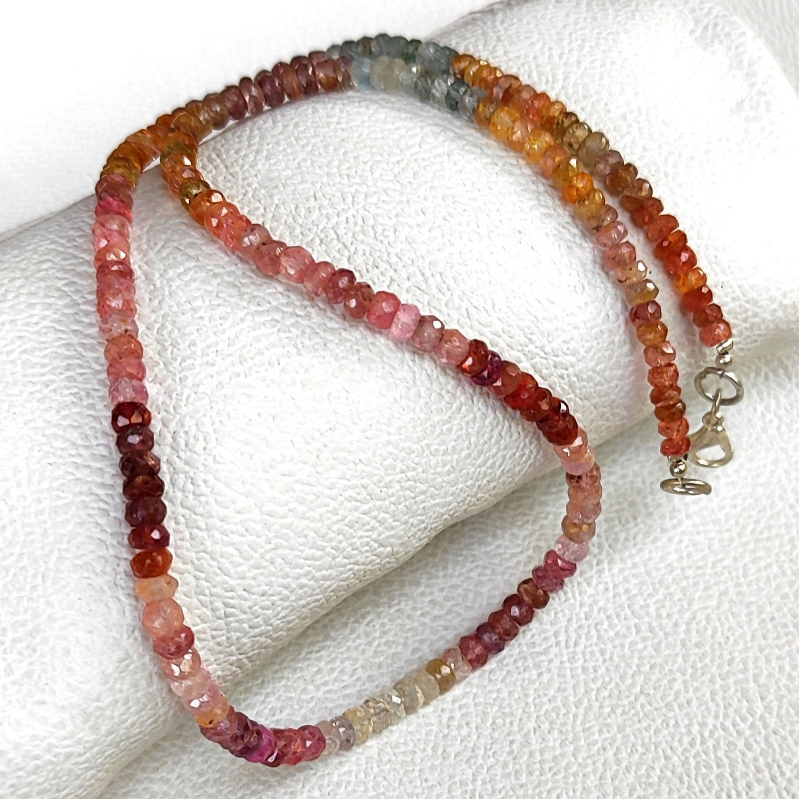 Multi Color Spinel 4-5mm Faceted Rondelle Gemstone Necklace 18″ Sri Lanka