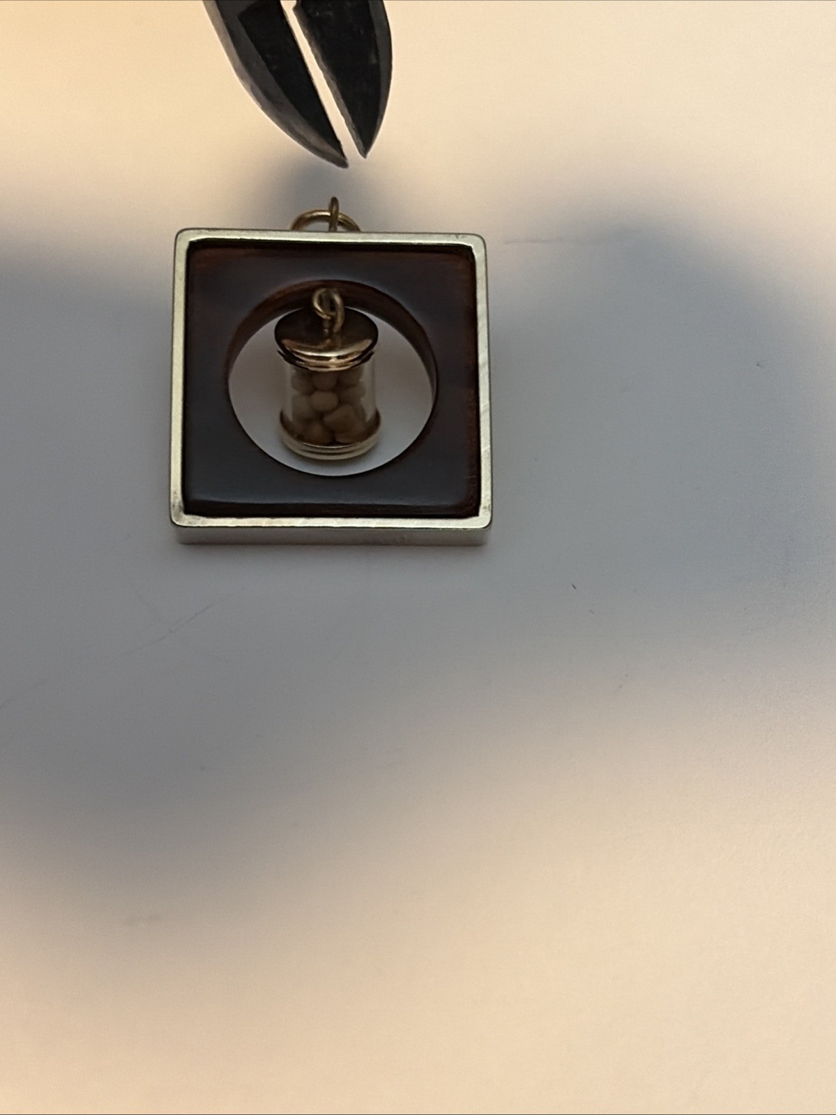 Vintage Rare Mustard Seed Faith Pendant Charm-capsule Dangles In Square