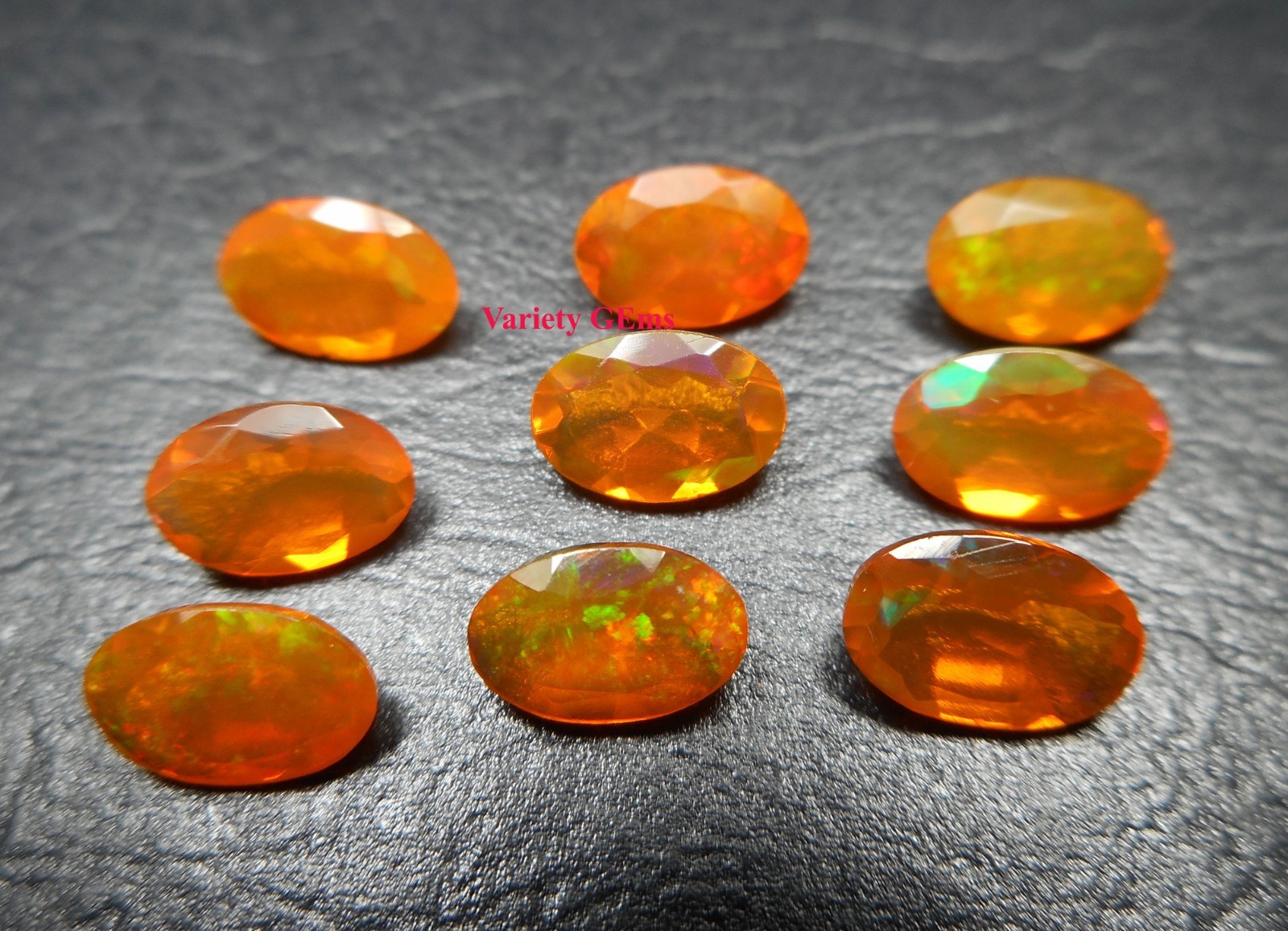 Faceted Orange Ethiopian Opal 4 pcs lot : Oval Gemstone (3×5, 5×7, 6×8 mm)