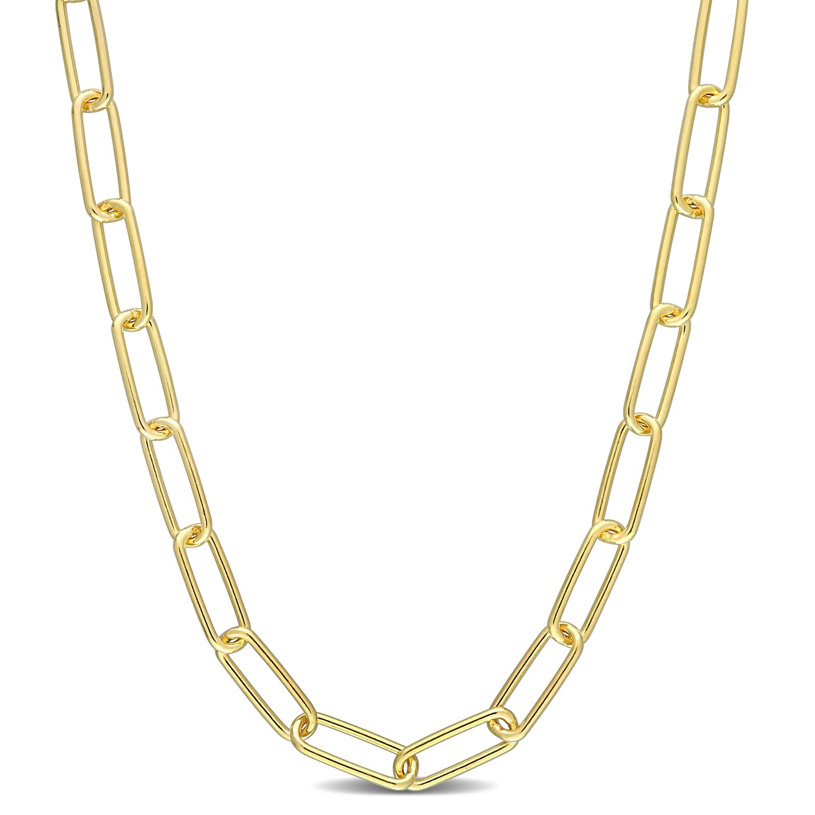 Amour Yellow Plated Silver 5mm Polished Paperclip Chain Necklace – 32 in.