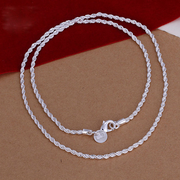 925 Sterling Silver Italian Serpentine 2MM WIDE Rope Chain Necklace 16-24 inch