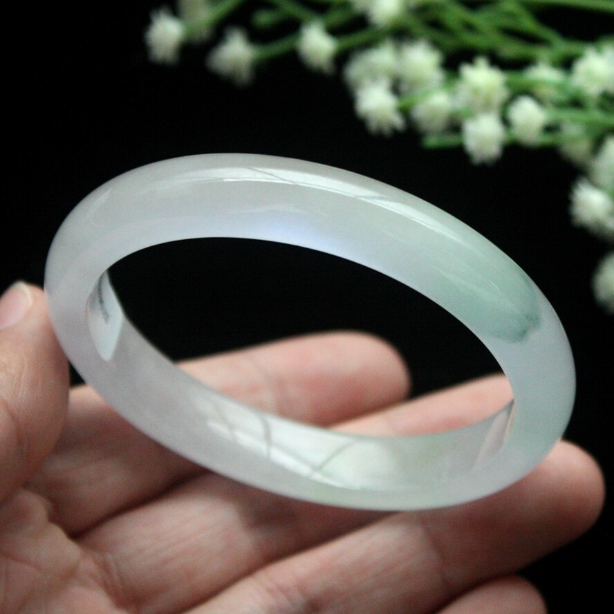 61mm Natural Icy Green Jadeite Jade Bracelet Burma Jadeite Jade Big Bangle 3110