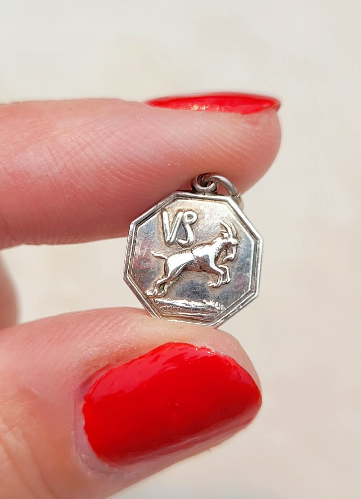 Vintage Sterling Silver Capricorn Zodiac Astrology Pendant Charm For Bracelet