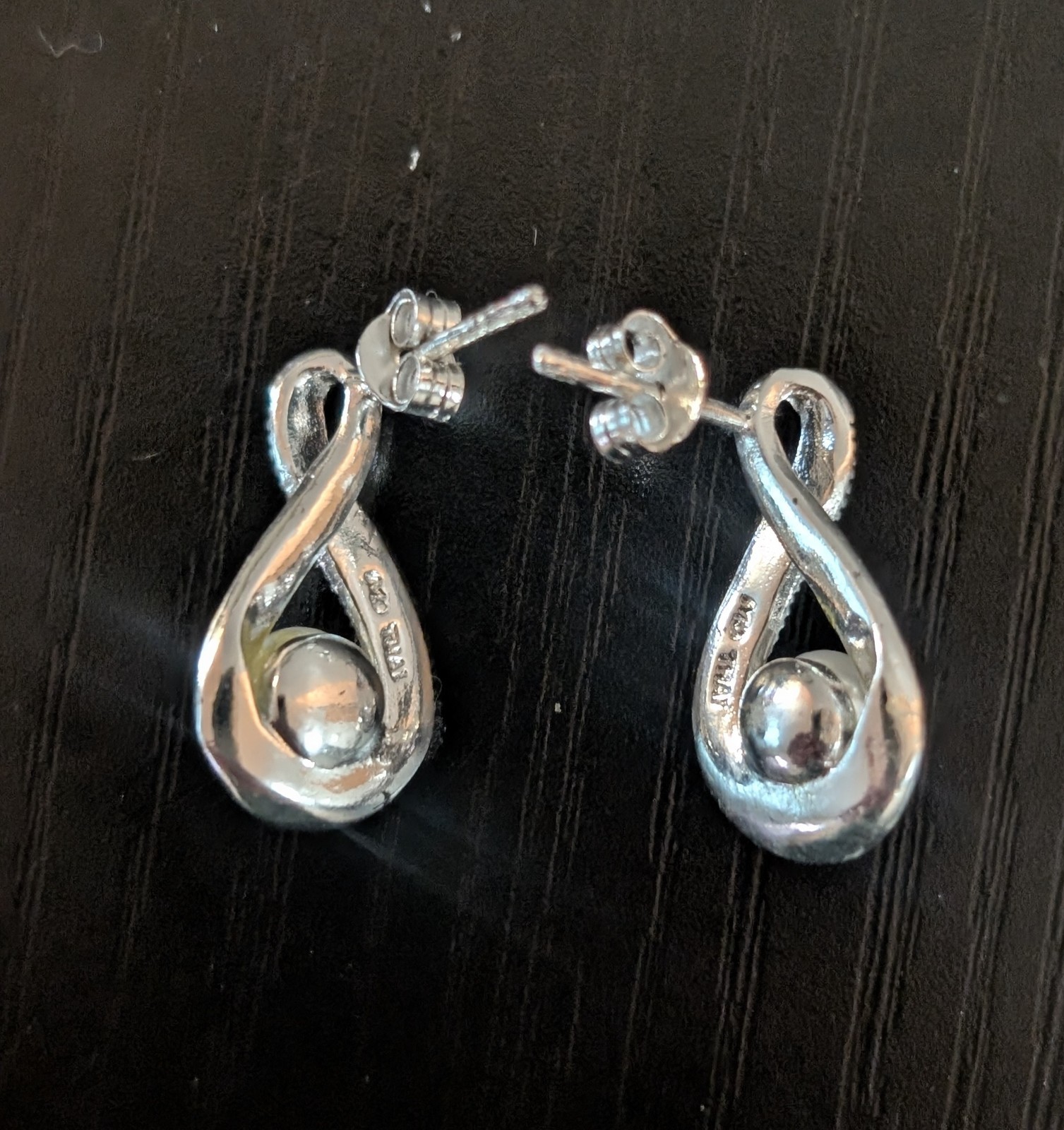 Sparkle Allure Silver Plated Faux Pearl with Swarovski Marcasite Drop Earrings