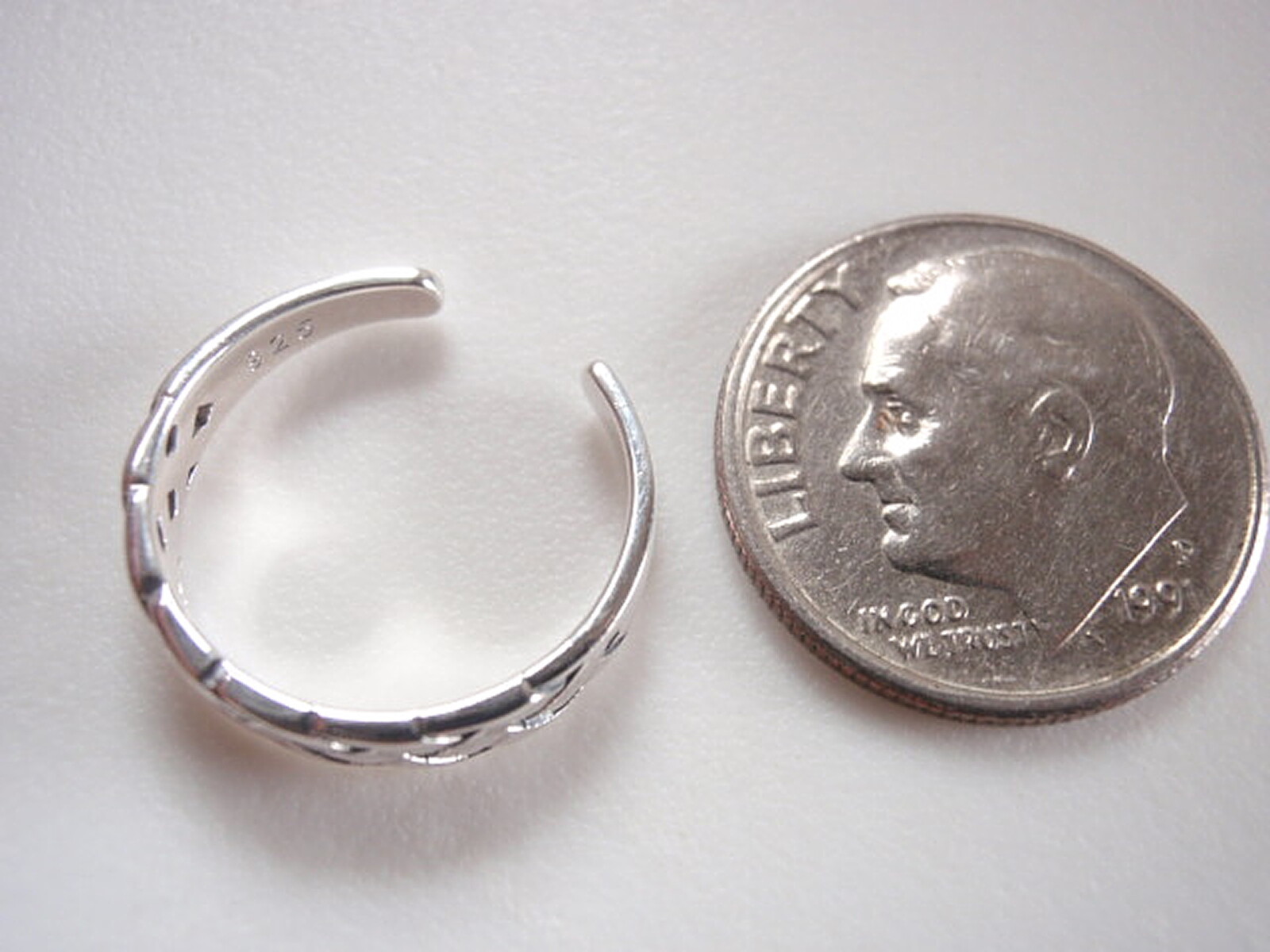 Weave Toe Ring Adjustable 925 Sterling Silver woven