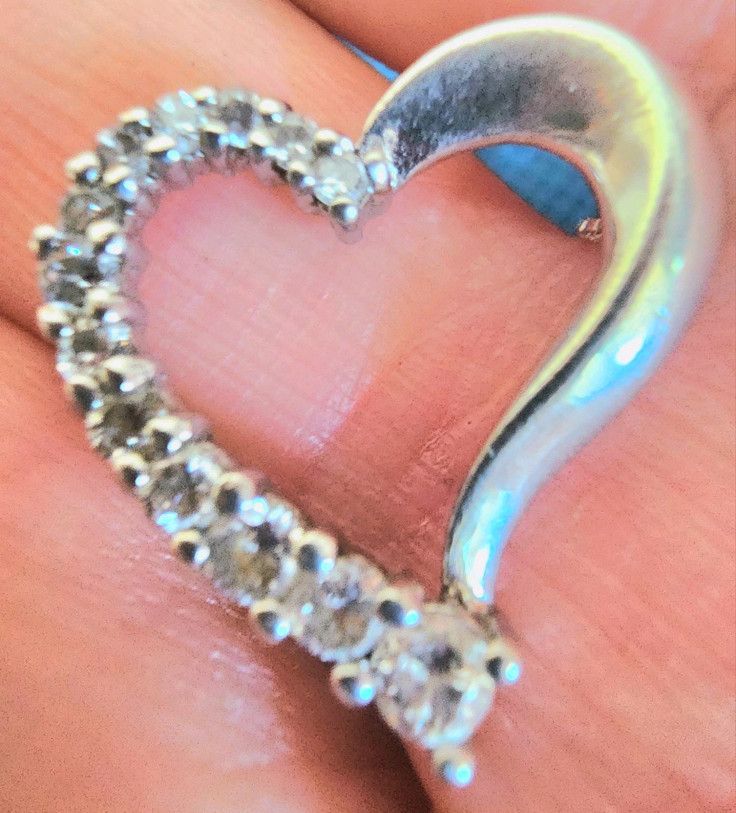 Graduated Diamond 💎Heart Shaped Necklace 925 Signed ACI Sterling Silver ITALY