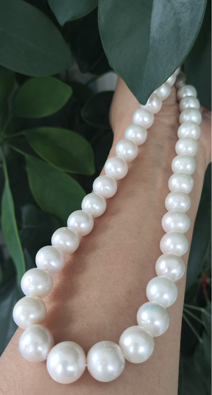 AAAAA 12-13 MM GENUINE NATURAL Australian south sea white pearl necklace 18″