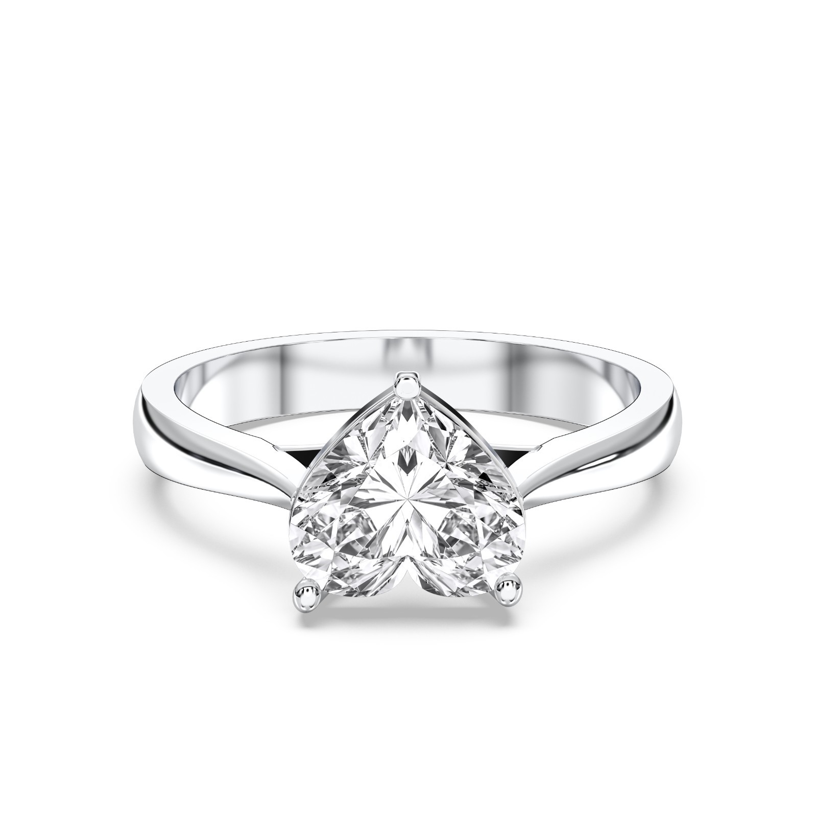 1.00 CT Heart Lab Grown Diamond Solitaire Engagement Ring in 10K Gold for Women