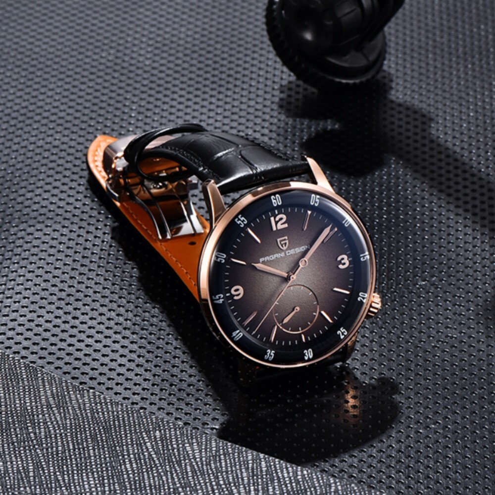 Men Automatic Mechanical Watch Large Dial Leather Sapphire Glass 100M Waterproof