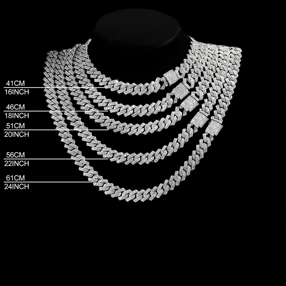 Cuban Link Chain & Bracelet Set CZ Hip Hop Iced Out Bling Gold Silver