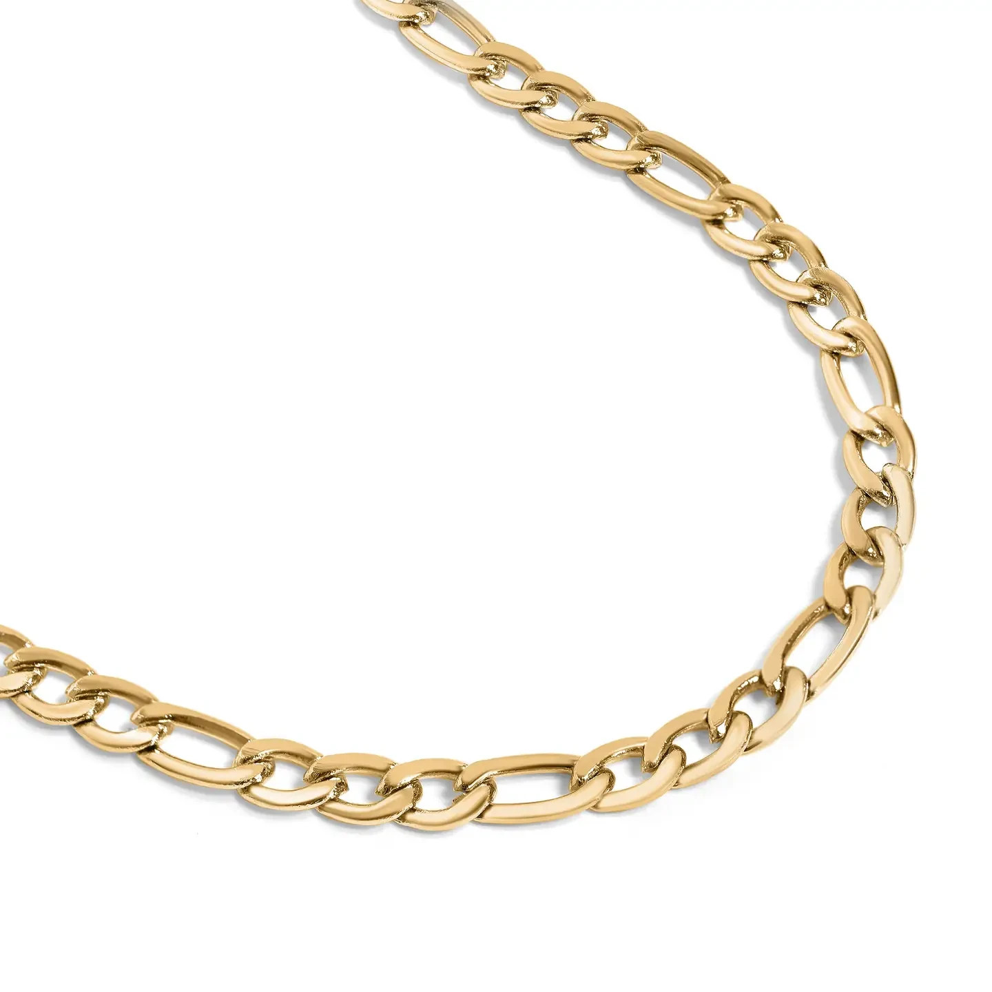 18K Gold Pvd Stainless Steel 3mm Figaro Chain Necklace 14″