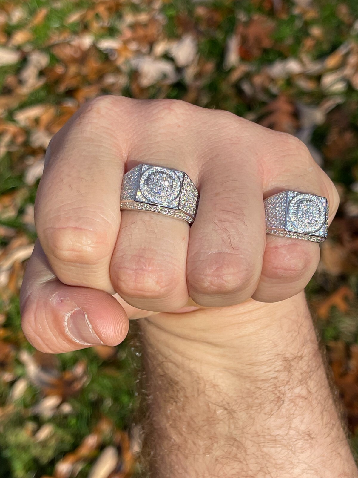 Real 925 Silver Mens Hip Hop Square Iced MOISSANITE Ring – Passes Tester W. GRA