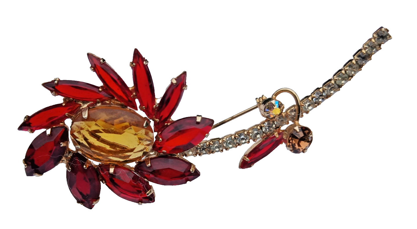 D&E Juliana Verfified Rhinestone flower brooch