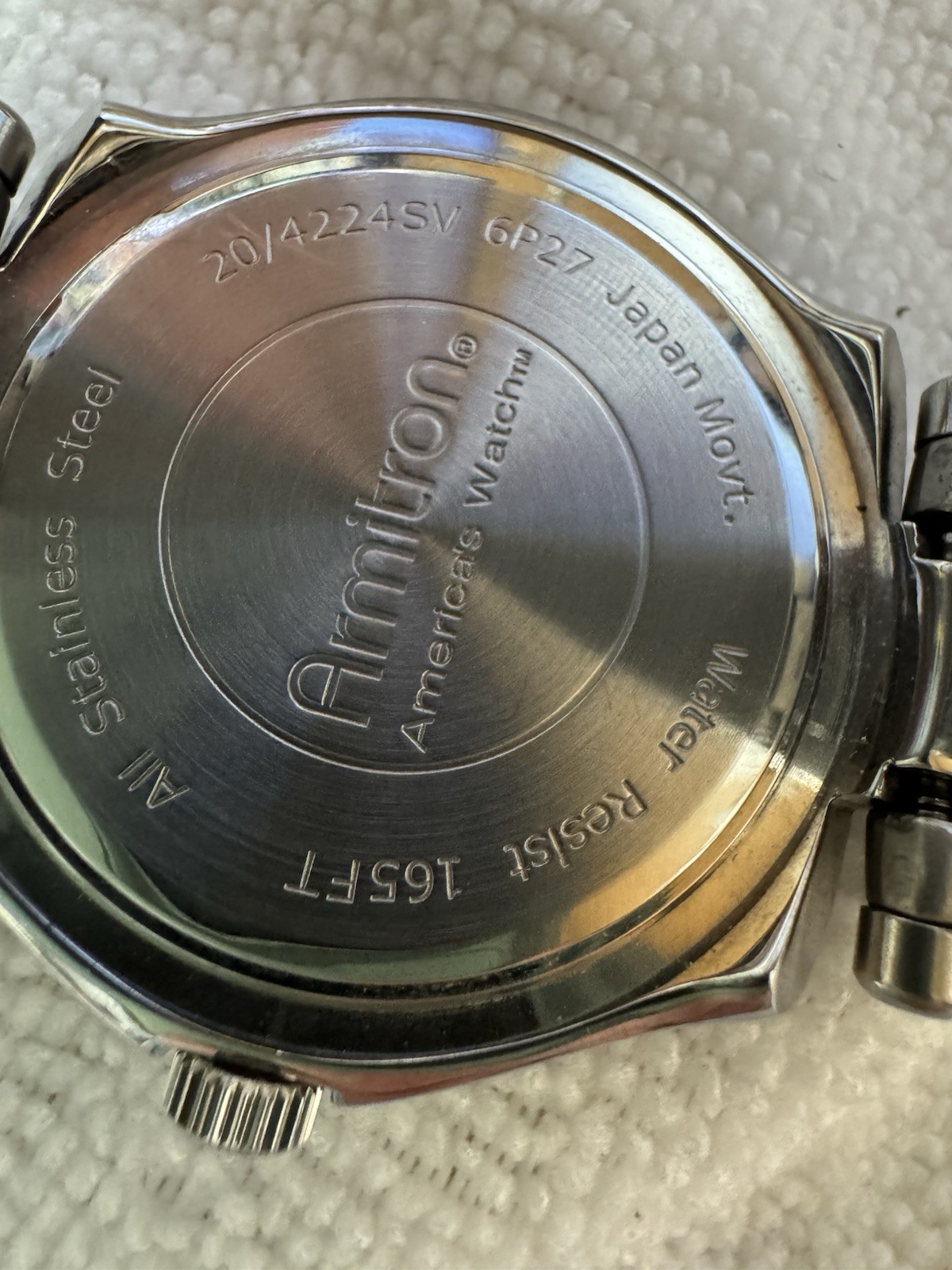 Men’s Armitron Heavy Stainless Steel Watch w/ Tachymeter Fixed Bezel-20/4224SV