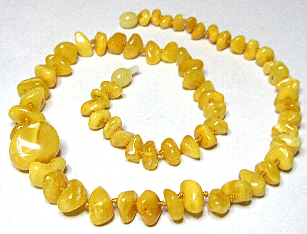 Genuine Baltic Amber Necklace Polished Egg Yolk Butterscotch 46 cm – 18 inch