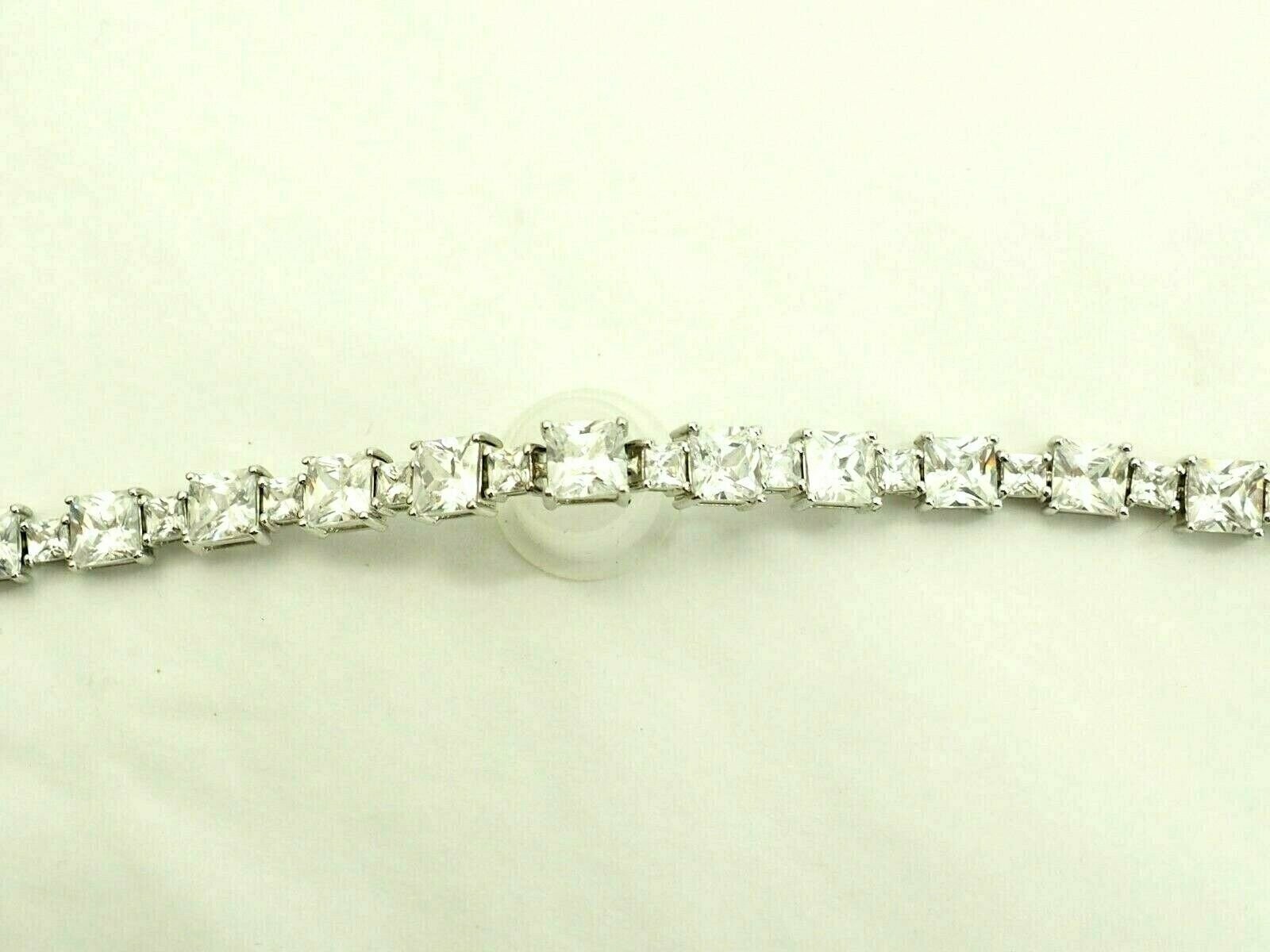 Fine Ladies 31 carat Radiant cut Cubic Zirconia Tennis Bracelet Sterling Silver