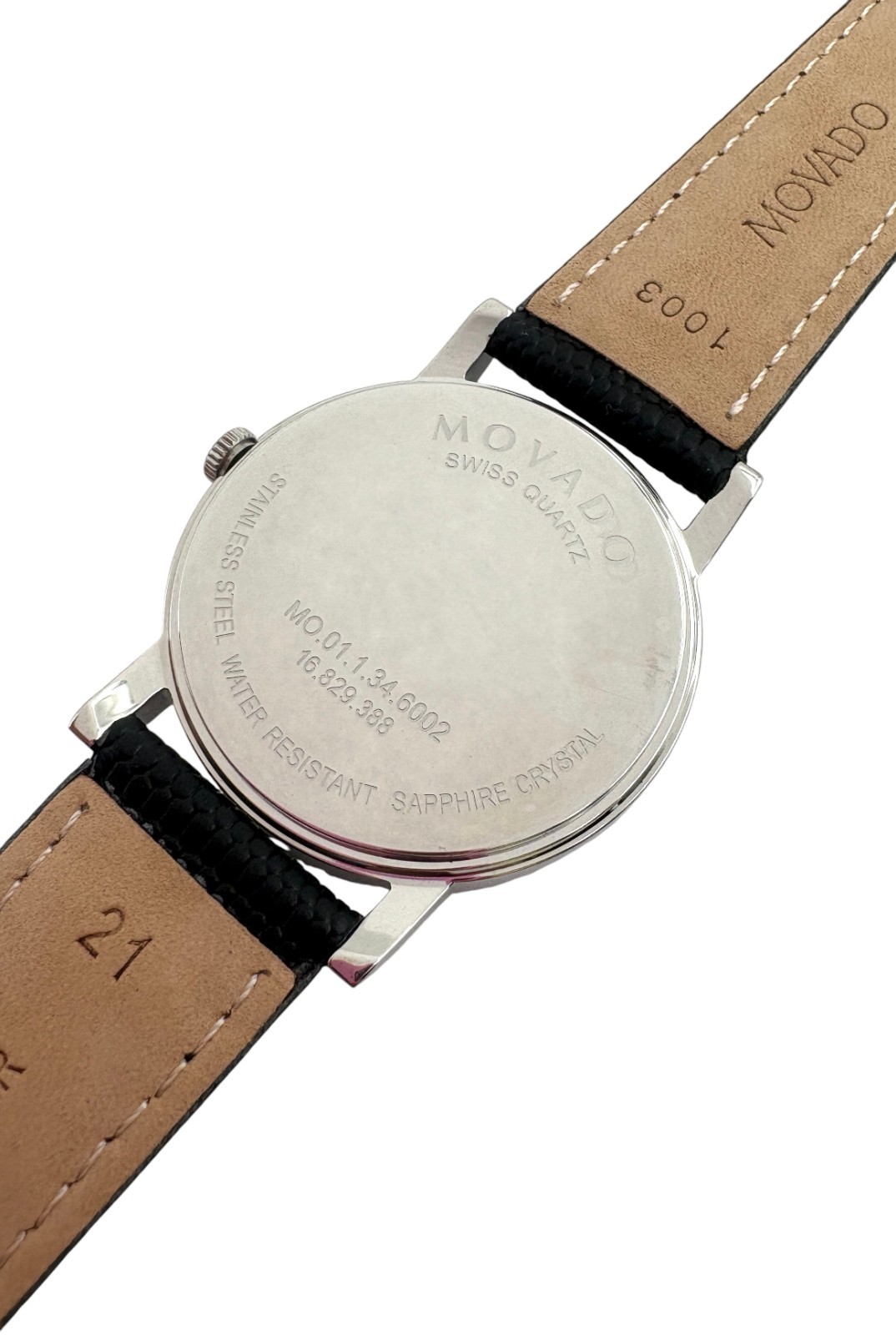 MOVADO Museum Black Round Dial Black Leather Strap Men’s Quartz Watch 2100002
