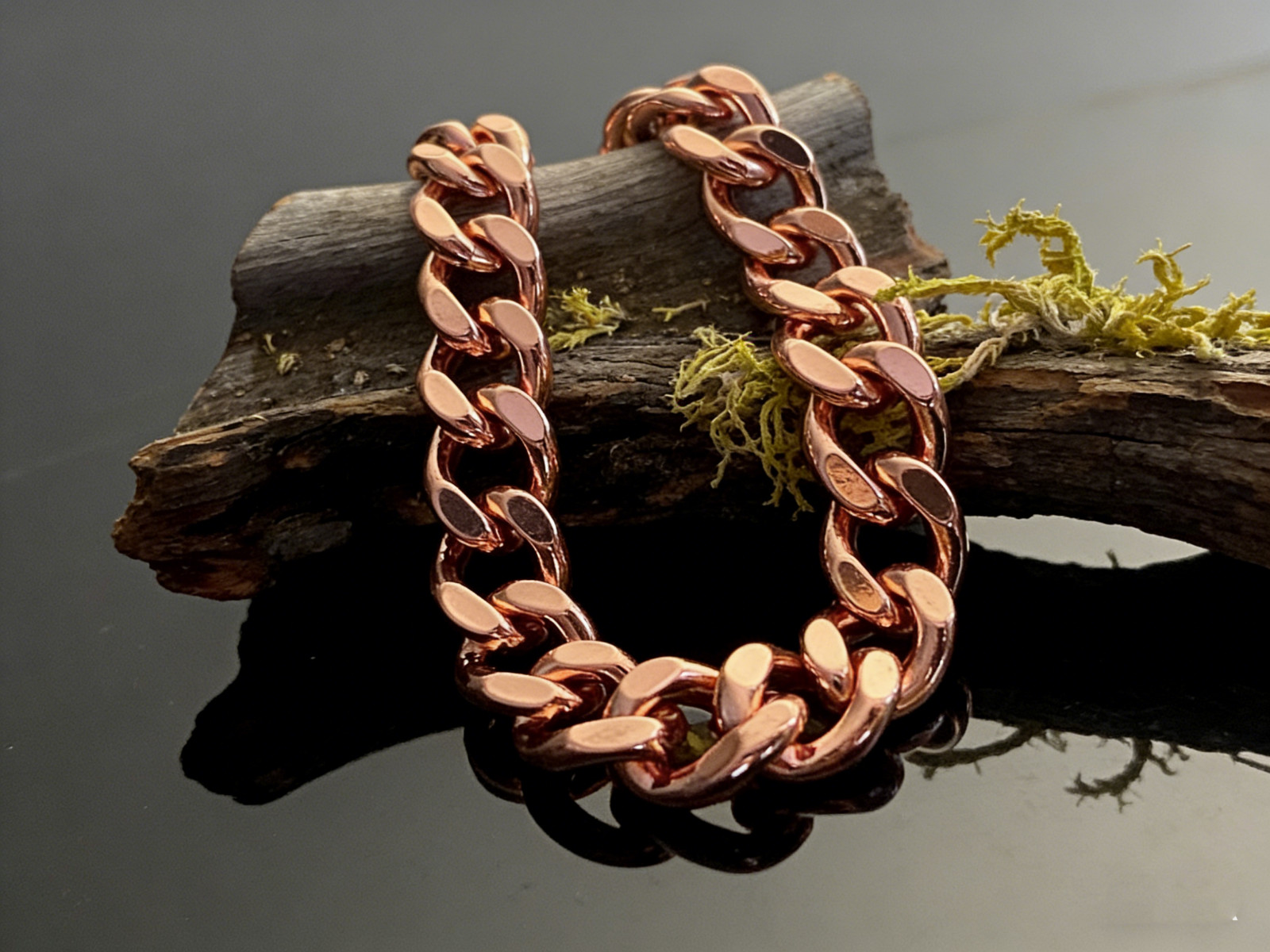 9 in Pure Solid Copper Bracelet Arthritis Cuban Chain Curb Link Rider Bracelet