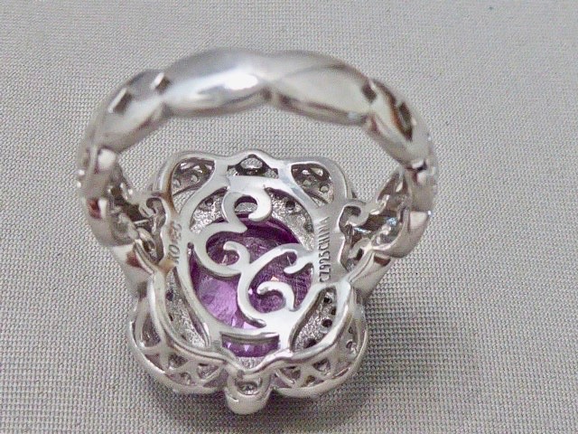 NEW QVC Diamonique Erica Courtney Size 8 Pink XO EC 925 Sterling Silver Ring