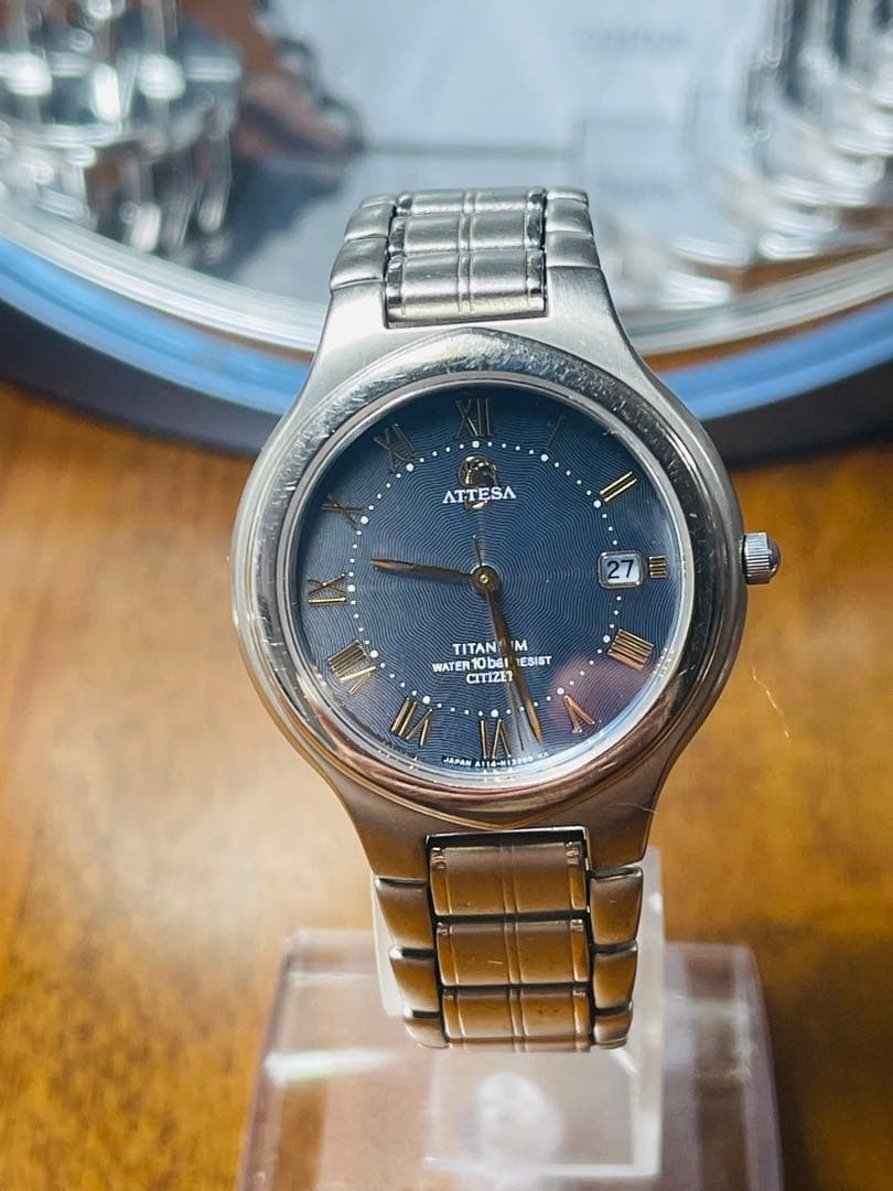 CITIZEN ATTESA Titanium Watch, Dark Blue