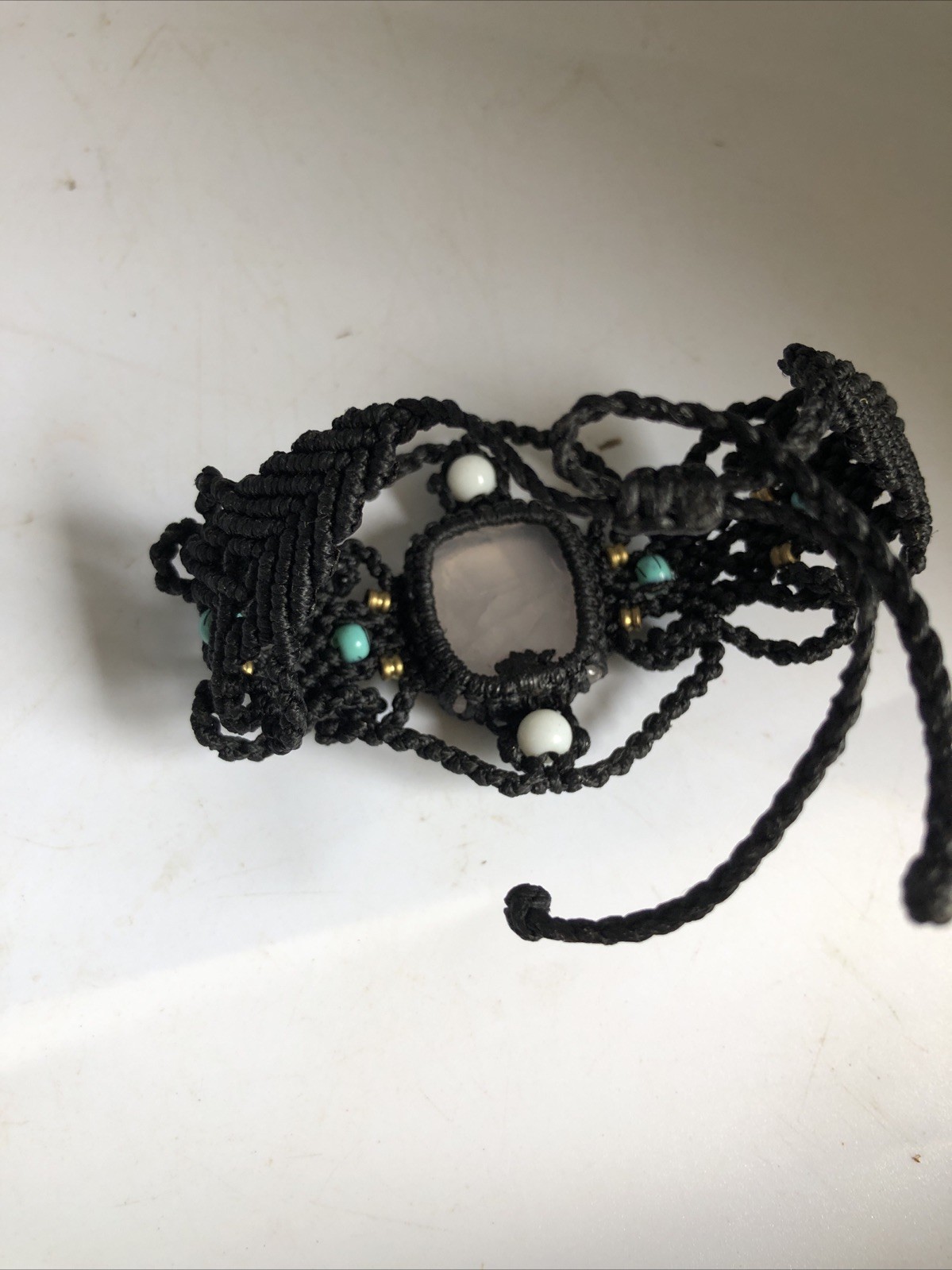Handmade Natural Cabochon Bohemian Macrame Choker Crystal Necklace Gem Stone