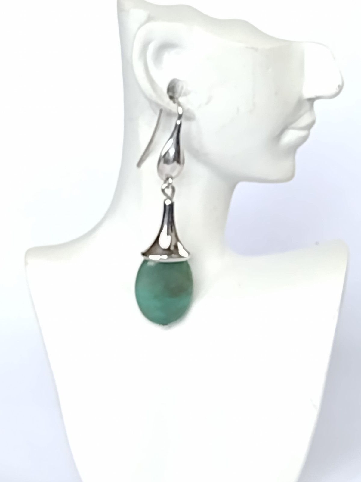 RLM Robert Lee Morris Sterling Turquoise Dangle Earrings 2″ 10g Hook or LeveBack