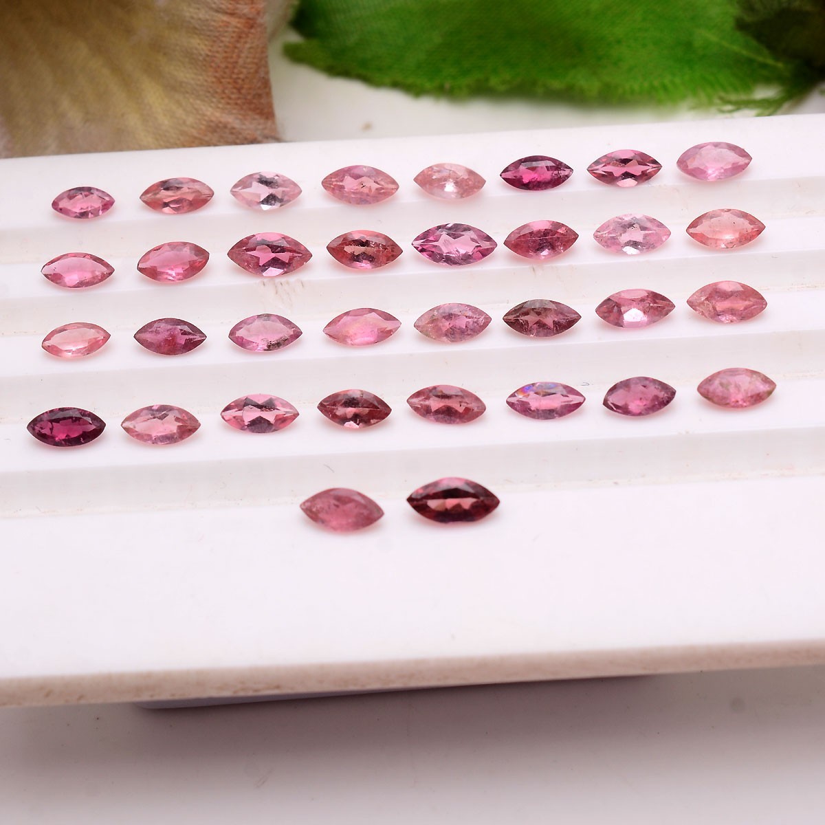 Set 33 Pcs Natural Pink Tourmaline 5mm-6mm Marquise Cut Untreated Gemstones Lot