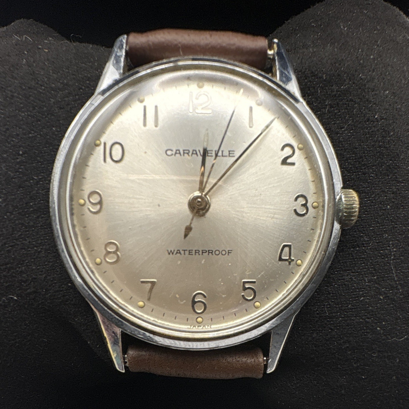 Caravelle Waterproof Manual Wind Magnetic-Proof Silver Dial Brown Leather