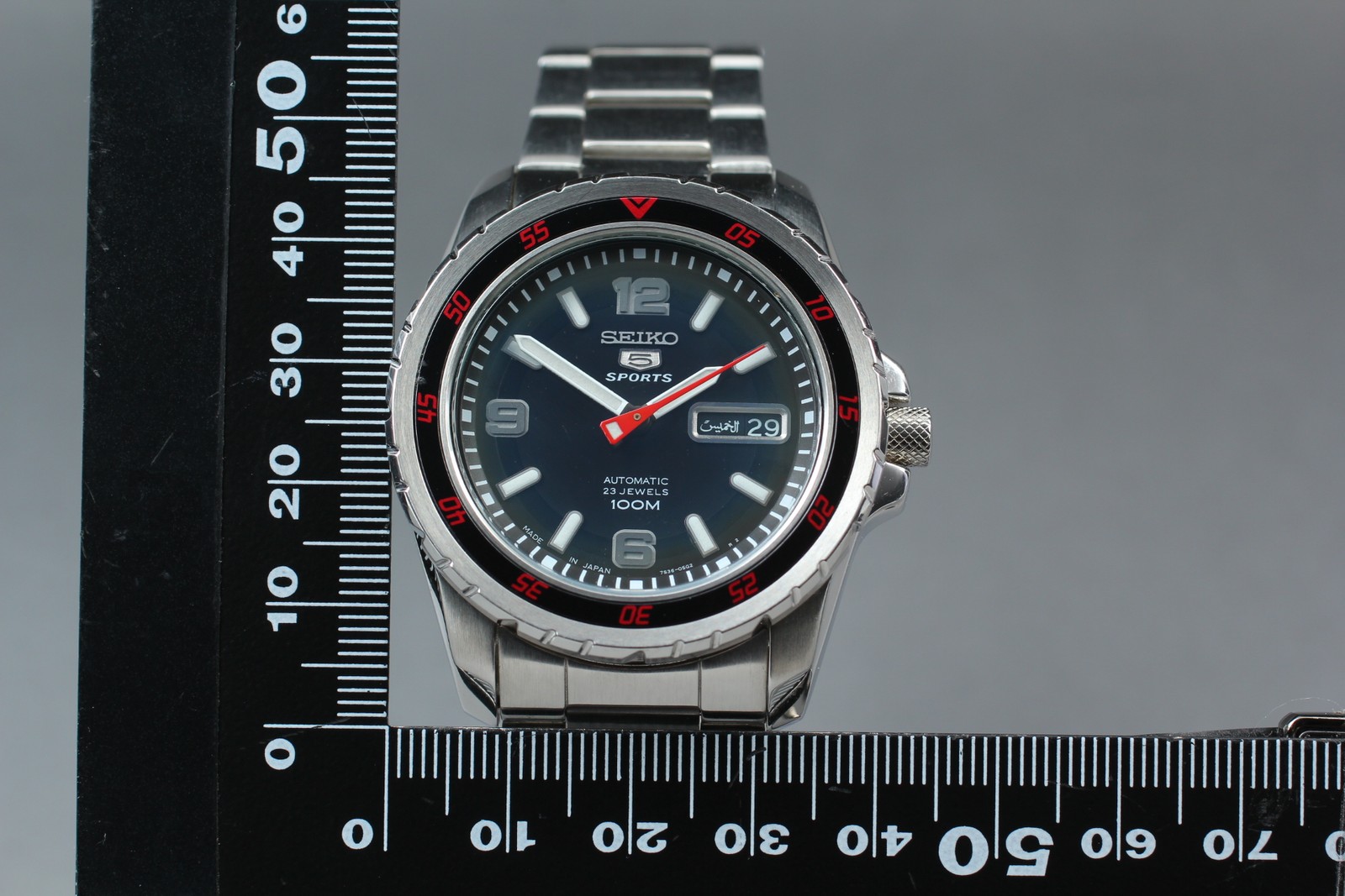 [Exc+5 Box] Seiko 5 Sports 7S36-03V0 40mm Black & Red Bezel Automatic Mens Watch