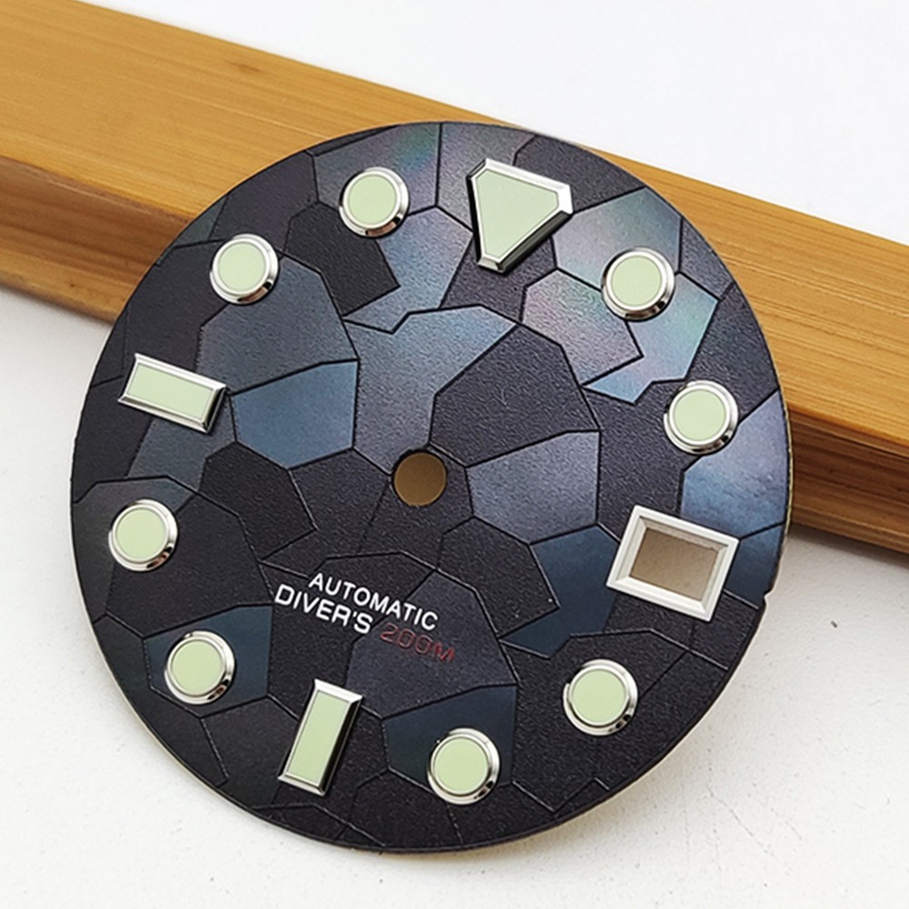 28.5mm Lume Diver Dial Mosaic Pattern Fit Auto Movement Mod